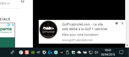 Visuel de notification sur PC