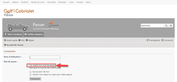 cliquer sur &quot;j'ai oublié mon mot de passe&quot;
