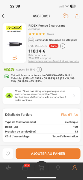 Voici la pompe que j’ai commandé